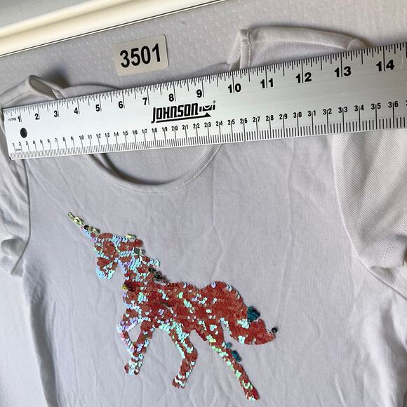 CRB Girl’s ShortSleeve Knee Length Stretch Dress size 16,White & Rainbow,Unicorn - Picture 2 of 10